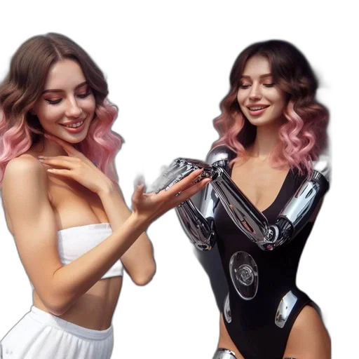 dress, hair, robot, concept art transparent PNG cut-out