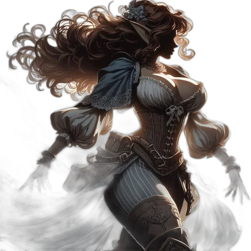 hair, dress, fantasy art, comic book art transparent PNG cut-out