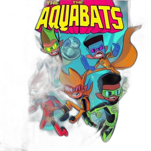 comic book art, concept art, underwater, colorful transparent PNG cut-out