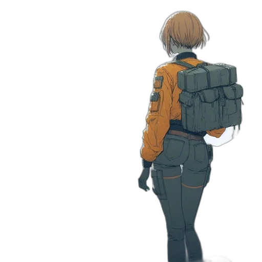 jacket, weapon, robot, staff transparent PNG cut-out