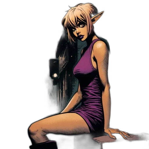dress, comic book art, concept art, cyberpunk transparent PNG cut-out