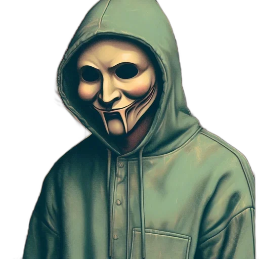 mask, jacket, face, weapon transparent PNG cut-out