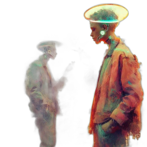 hat, jacket, face, staff transparent PNG cut-out