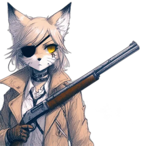 weapon, staff, jacket, animal transparent PNG cut-out