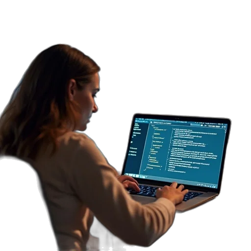 staff, people, working, laptop transparent PNG cut-out