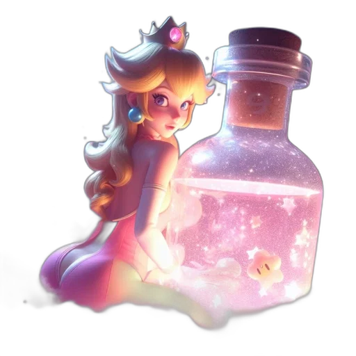 bottle, dress, crown, creature transparent PNG cut-out