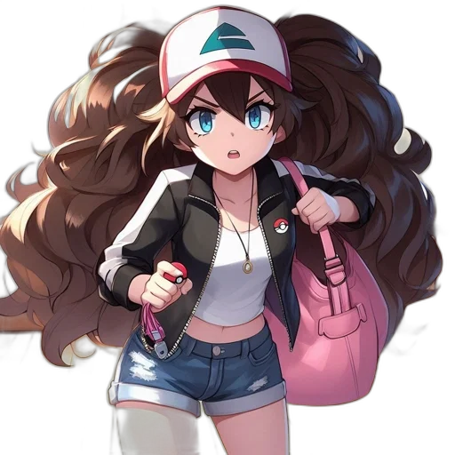 hat, hair, jacket, staff transparent PNG cut-out