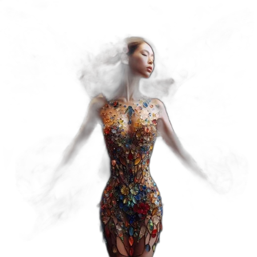 dress, jewelry, photorealistic, fantasy art transparent PNG cut-out