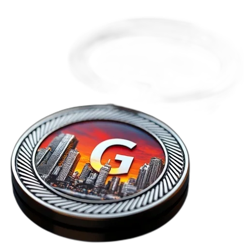 3d render, silver, keychain, circular transparent PNG cut-out