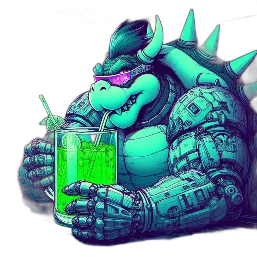 dragon, bottle, vaporwave, concept art transparent PNG cut-out