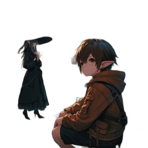 jacket, weapon, staff, hat transparent PNG cut-out
