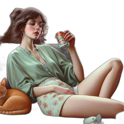 dress, bottle, oil painting, concept art transparent PNG cut-out