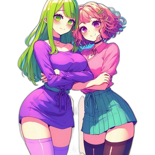 dress, pixel art, anime, vaporwave transparent PNG cut-out