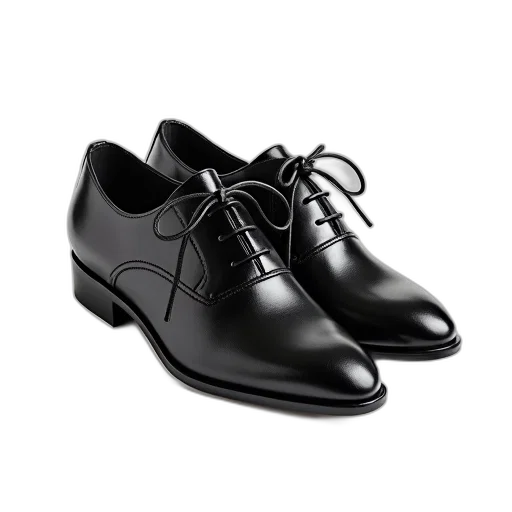 shoes, photorealistic, pair, black transparent PNG cut-out