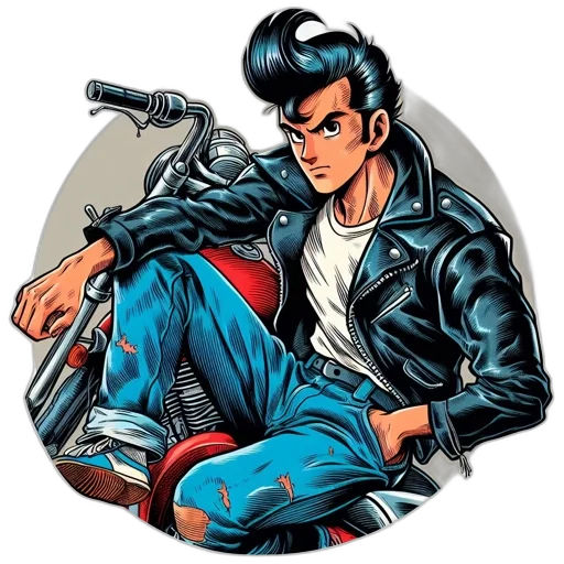 jacket, hair, comic book art, cartoon transparent PNG cut-out
