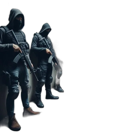 jacket, weapon, mask, staff transparent PNG cut-out