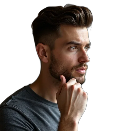 hair, face, staff, jacket transparent PNG cut-out