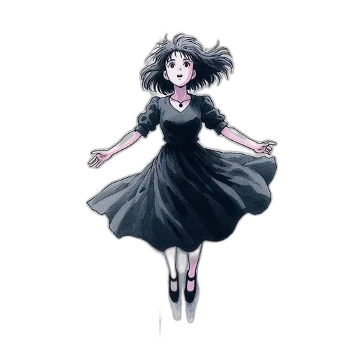 dress, creature, staff, hair transparent PNG cut-out