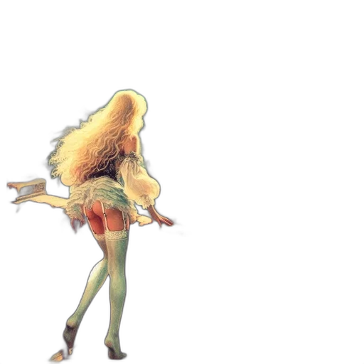 hair, staff, dress, creature transparent PNG cut-out