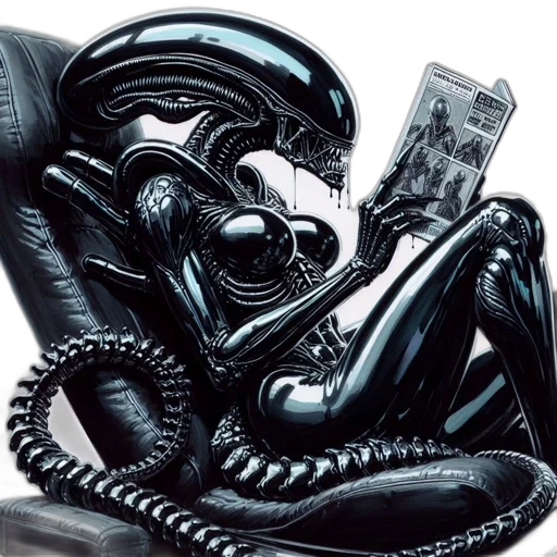 robot, creature, comic book art, cyberpunk transparent PNG cut-out