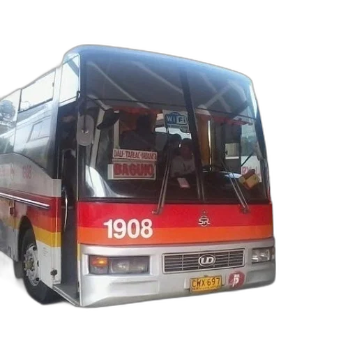 red, orange, bus, number transparent PNG cut-out
