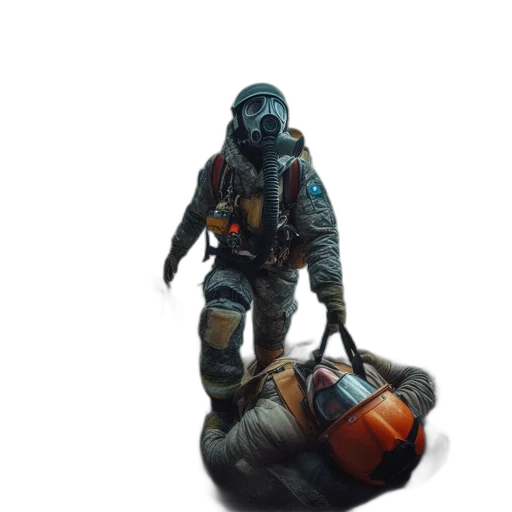 jacket, weapon, mask, creature transparent PNG cut-out