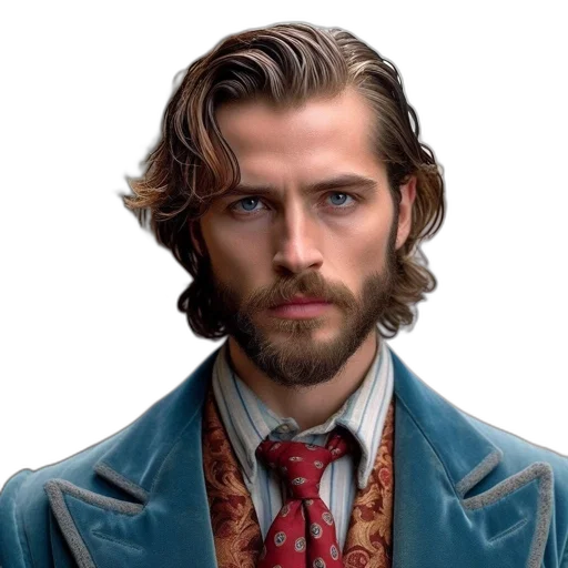 jacket, face, hair, photorealistic transparent PNG cut-out