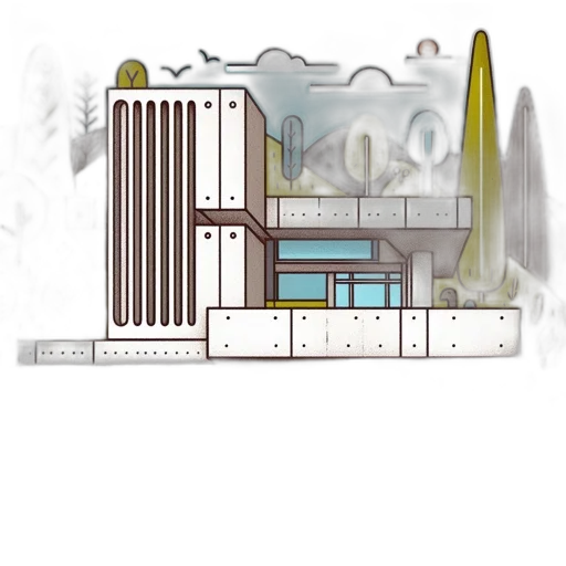 building, concept art, 3d render, pixel art transparent PNG cut-out