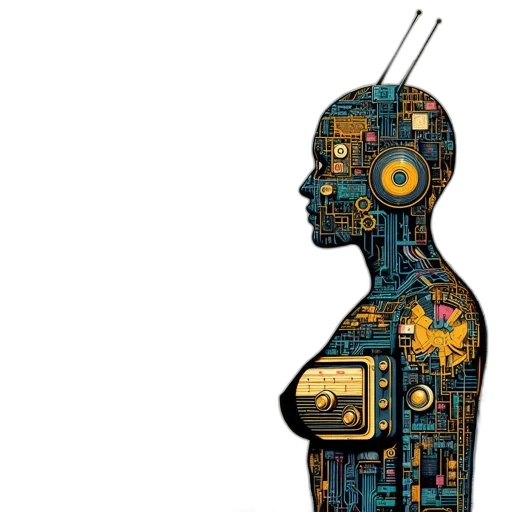 robot, cyberpunk, concept art, pixel art transparent PNG cut-out