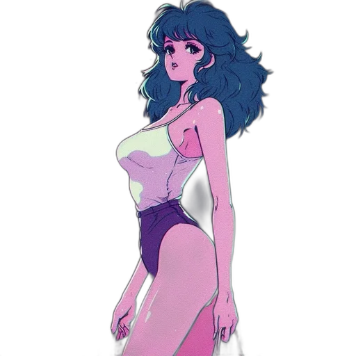 dress, vaporwave, concept art, anime transparent PNG cut-out