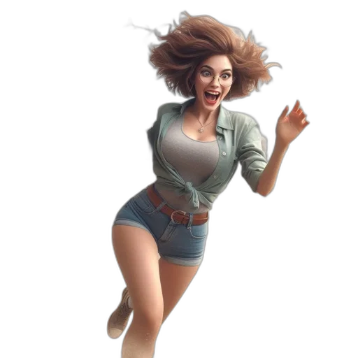 dress, creature, staff, hair transparent PNG cut-out
