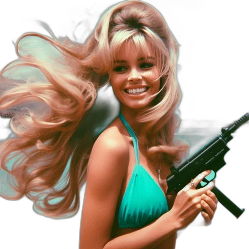 weapon, hair, photorealistic, comic book art transparent PNG cut-out