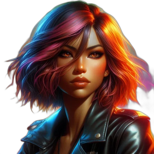 jacket, face, hair, cyberpunk transparent PNG cut-out