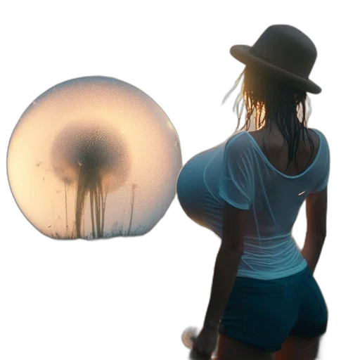 umbrella, hat, staff, hair transparent PNG cut-out