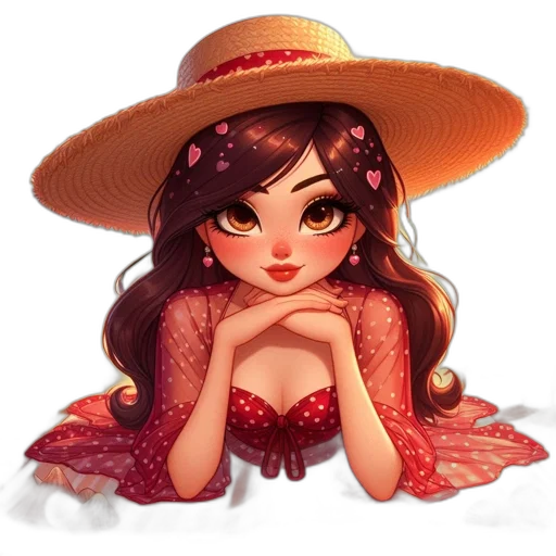 hat, dress, jewelry, fantasy art transparent PNG cut-out