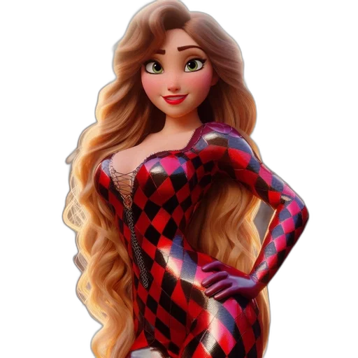dress, hair, cartoon, 3d render transparent PNG cut-out