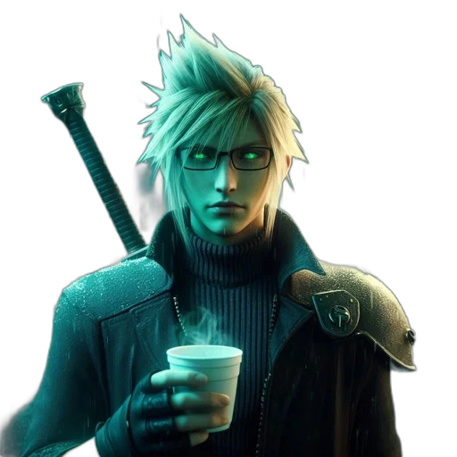 jacket, staff, face, weapon transparent PNG cut-out