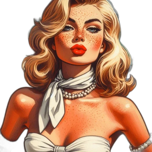 jewelry, dress, face, comic book art transparent PNG cut-out