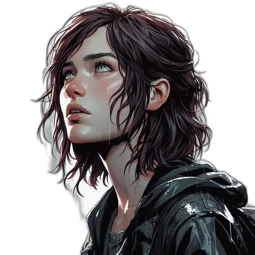 jacket, face, hair, concept art transparent PNG cut-out