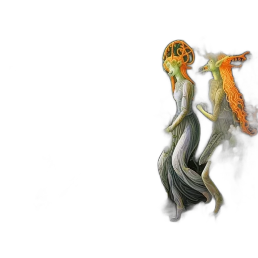 hair, dragon, staff, creature transparent PNG cut-out