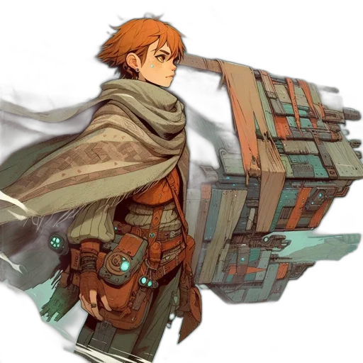 weapon, sword, jacket, staff transparent PNG cut-out