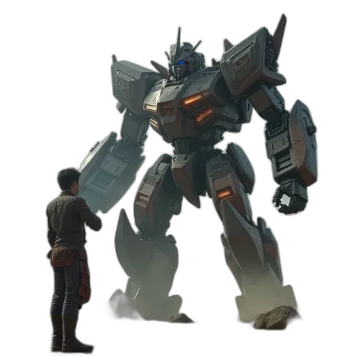 robot, weapon, concept art, 3d render transparent PNG cut-out