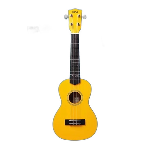 3d render, yellow, ukulele, black transparent PNG cut-out