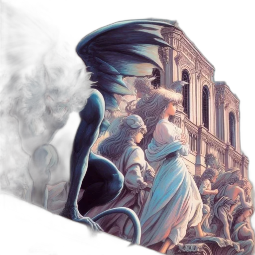 dragon, concept art, fantasy art, watercolor transparent PNG cut-out