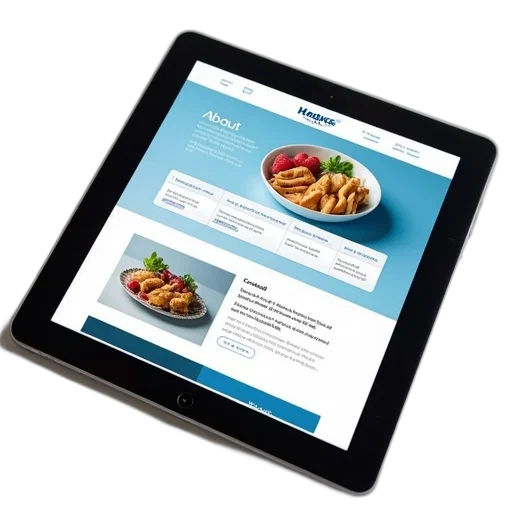 food, tablet, displaying, website transparent PNG cut-out