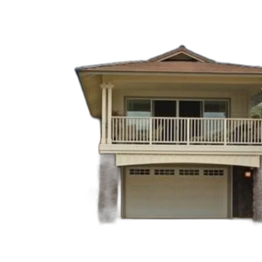 building, 3d render, photorealistic, two-story transparent PNG cut-out