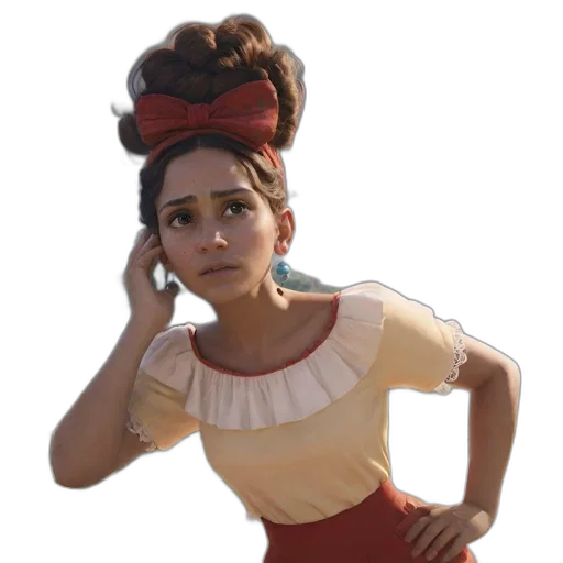 dress, staff, face, hat transparent PNG cut-out