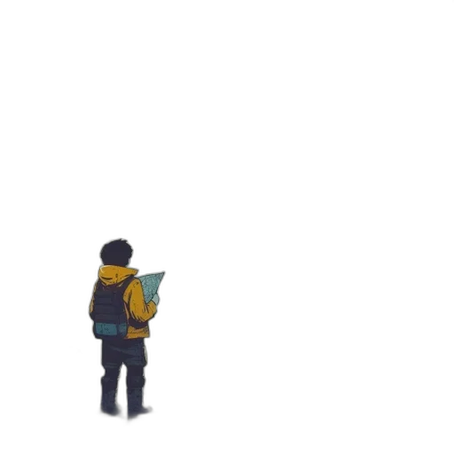 jacket, robot, staff, weapon transparent PNG cut-out