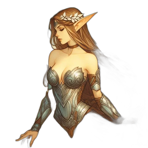 dress, crown, jewelry, fantasy art transparent PNG cut-out