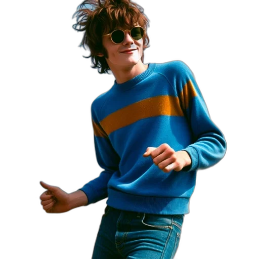 jacket, hair, blue, neon transparent PNG cut-out